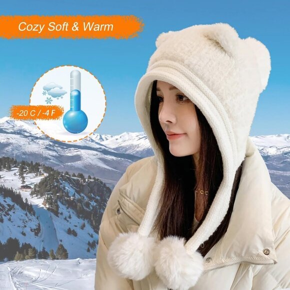 Women Baise Winter Sherpa Beanie Hats Knit Ear Flaps Peruvian Cover Ears main image 4